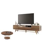 Rack Bancada época Com Mesa De Centro Sky Castanho Off White - Hb Móveis Rack Bancada época Com Mesa De Centro Sky Castanho Off White - Hb Móveis