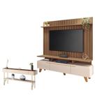 Rack Bancada Essenza e Painel Link 2.0 com Aparador Vivant Off White Castanho HB Móveis