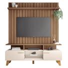Rack Bancada Essenza E Painel Link Off White Castanho Hb Móveis