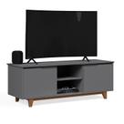 Rack / Bancada FL Para TV Até 55'' Estilo Retrô Com Estrutura dos Pés em Madeira Tampo e Portas em MDF em Madeira Usinados 2 Portas e Nichos Para Obje
