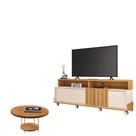 Rack Bancada Graci 1.8 Com Mesa De Centro Sky Cinamomo Off White - Hb Móveis