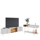 Rack Bancada Maggiore 2.4 com Aparador para Sala Sena Off White Matte Freijó - Colibri