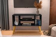 Rack / Bancada MI Modelo Retrô Com Nichos Cor Preto