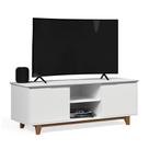Rack Bancada Multiuso 1,39m P/ Tv Até 55" Pés De Madeira Flow