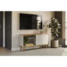 Rack Bancada p/ TV até 50 Pol Rubi 1 Pta 1 Prat c/ Pés 120x64cm Nature/Off White - Linea Brasil