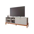 Rack Bancada p/ TV até 60 Pol Holanda 1.8 Ripado c/ 2 Porta e 4 Nichos 185cm Off White/Cinamomo - Permóbili Rack Bancada p/ TV até 60 Pol Holanda 1.8 Ripado c/ 2 Porta e 4 Nichos 185cm Off White/Cinamomo - Permóbili