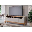 Rack Bancada p/ TV até 70 pol Moema Ripado c/ 4 Portas 185cm Off White/Cinamomo - Permóbili