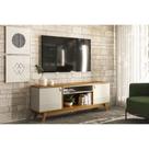 Rack Bancada p/ TV até 75 Pol Colorado c/ 2 Portas e 2 Nichos 180cm Nature/Off White - Linea Brasil