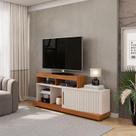 Rack Bancada para Sala Ambiente Scala Freijó Off White DJ Móveis Rack Bancada para Sala Ambiente Scala Freijó Off White DJ Móveis