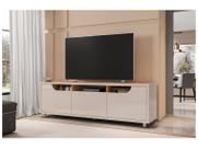 Rack Bancada para Sala de Estar com Capacidade para Tv's de até 60 Polegadas com Pés em Rodízio de Silicone Jersey 1,60m Casa D - Offwhite/Noce