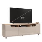 Rack Bancada para Sala de Estar com Capacidade para Tv's de até 60 Polegadas com Pés em Rodízio de Silicone Jersey 1,60m Casa D - Offwhite/Noce