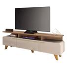 Rack Bancada para Sala Essenza 2.0 Off White Castanho HB Móveis Rack Bancada para Sala Essenza 2.0 Off White Castanho HB Móveis