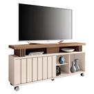 Rack Bancada para Sala Rivera 1.3 Off White Castanho HB Móveis Rack Bancada para Sala Rivera 1.3 Off White Castanho HB Móveis