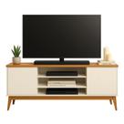 Rack Bancada Para Tv Até 60 Polegadas 1,60m 2 Portas 3 Nichos Titan Off White / Madeirado Edn Off White / Madeirado