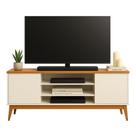 Rack Bancada Para TV Até 60 Polegadas 1,60m 2 Portas 3 Nichos Titan Off White / Madeirado EDN Rack Bancada Para TV Até 60 Polegadas 1,60m 2 Portas 3 Nichos Titan Off White / Madeirado EDN