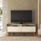 Rack Bancada para TV até 65" Olinda 160cm Off White/Amêndoa- MABE MAGAZINE