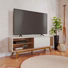 Rack Bancada Pés Madeira Nuro 160cm Porta Deslizante MDF/MDP TV até 60 Off White/Freijó G73 - Gran Belo Rack Bancada Pés Madeira Nuro 160cm Porta Deslizante MDF/MDP TV até 60 Off White/Freijó G73 - Gran Belo