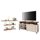 Rack Bancada Rivera 1.3 com Aparador Infinity Castanho Off White HB Móveis Rack Bancada Rivera 1.3 com Aparador Infinity Castanho Off White HB Móveis