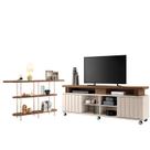 Rack Bancada Rivera 1.8 com Aparador Infinity Off White Castanho HB Móveis Rack Bancada Rivera 1.8 com Aparador Infinity Off White Castanho HB Móveis