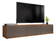 Rack Bancada Sala De Estar Tv 75 Polegadas Eros 1,80m Retrô Casa D - Cinza Pérola/Noce Rack Bancada Sala De Estar Tv 75 Polegadas Eros 1,80m Retrô Casa D - Cinza Pérola/Noce