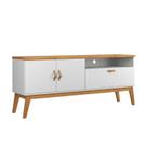 Rack / Bancada SI 1.60m Estilo Retrô Para TV Até 60'' Cor Branco / Cinamomo