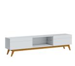 Rack Bancada Smart Estante Home Sala De Estar Tv 65 Polegadas 2 Gavetas Prateleira Vidro Organizadora Decoração Classic 1.80m Imcal