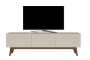 Rack Bancada Smart Estante Home Sala De Estar Tv 75 Polegadas 3 Gavetas Classic 1.80m Imcal Offwhite/Freijó