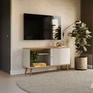 Rack Bancada TV até 50 Sala 120cm Aparador Augusto Nature/Off White L04 - D Rossi