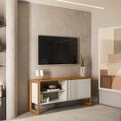 Rack Bancada TV até 55 Sala 141cm Aparador Caleb Nature/Off White L04 - D Rossi