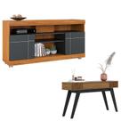 Rack Bancada Yara Noce Milano Preto Acetinado com Aparador para Sala Riviera Noce Milano Colibri