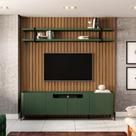 Rack Brise e Painel Ripado 240cm com Prateleira 100% MDF
