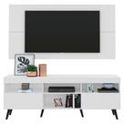 Rack c/ Painel e Suporte p/ TV 65" e Pés Retrô Flórida Multimóveis Branco/Preto Rack c/ Painel e Suporte p/ TV 65" e Pés Retrô Flórida Multimóveis Branco/Preto