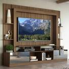 Rack c/ Painel e Suporte TV 65" Portas c/ Espelho Oslo Multimóveis Madeirado/Branco