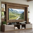 Rack c/ Painel e Suporte TV 65" Prateleiras c/ Espelho Oslo Multimóveis Madeirado/Lacca Fumê Rack c/ Painel e Suporte TV 65" Prateleiras c/ Espelho Oslo Multimóveis Madeirado/Lacca Fumê