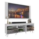 Rack c/ Painel p/ TV 65", espelho e pés retrô Flórida Multimóveis Branco