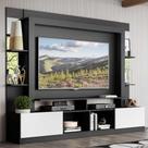 Rack c/ Painel TV 65" Prateleiras c/ Espelho Oslo Multimóveis Preto/Branco Rack c/ Painel TV 65" Prateleiras c/ Espelho Oslo Multimóveis Preto/Branco