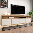 Rack Carvalho/off White Para Tv Até 60" Com Pés Metálicos