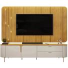 Rack Celine com Painel Celine para Tv Até 75 Polegadas com Led 2 Portas 2 Gavetas Dj Cor Bali Cedro