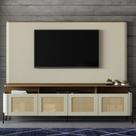 Rack com Painel 220cm Porta Sextava e Pés em Metal 100% MDF Rack com Painel 220cm Porta Sextava e Pés em Metal 100% MDF