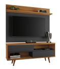 Rack com Painel Assimério Preto com Freijó - MoveisAqui