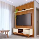 Rack com Painel Frisado para TV até 65 Polegadas 2 Portas de Correr com Pés Milo Madetec