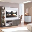 Rack Com Painel Para Até 55 Polegadas E Aparador 3 Portas Multimóveis Mp1097 Branco/lacca Fumê