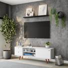Rack com Painel para TV até 42 Polegadas Jonas Branco 135 cm