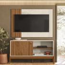 Rack com Painel para TV até 42 Polegadas MDF 120cmx160,5cm Wood Marrom Cinamomo Mel/Off White