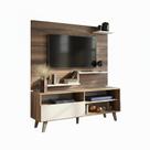 Rack com Painel para TV até 43 Polegadas 1 Porta 3 Prateleiras 136cm Nogueira/Off White - J Carvalho