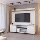 Rack com Painel para TV até 50 Polegadas 160cmx181cm Conjunto Sala de Estar 2 Portas Benevello Branco/Siena