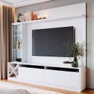 Rack com Painel para TV Até 50 Polegadas Coliseu 3 Portas Branco - Panorama Móveis
