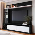 Rack com Painel para TV Até 50 Polegadas Coliseu 3 Portas Preto/Branco - Panorama Móveis