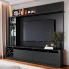 Rack com Painel para TV Até 50 Polegadas Coliseu 3 Portas Preto - Panorama Móveis
