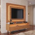 Rack com Painel para TV até 58 Polegadas com LED 100% MDF Pés em Madeira Maciça Austria Rack com Painel para TV até 58 Polegadas com LED 100% MDF Pés em Madeira Maciça Austria